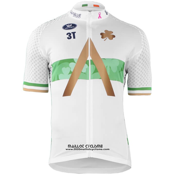 2018 2019 Maillot Ciclismo Aqua Bleue Sport Champion Irlande Manches Courtes et Cuissard